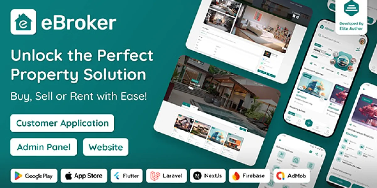 eBroker - Real Estate Property Buy-Rent-Sell Flutter app with Laravel Admin Panel | Web Version