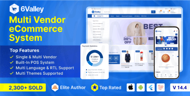 6Valley Multi-Vendor eCommerce CMS - Complete eCommerce Mobile App, Website, Seller and Admin Panel